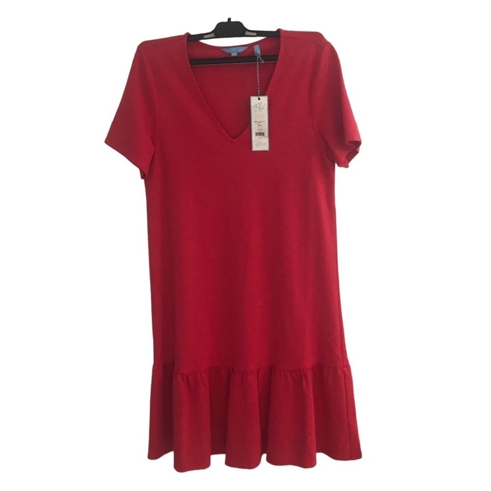 Draper James NWT PINK Flounce Smocked Shift Dress XS